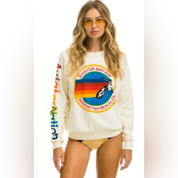AVIATOR NATION MANHATTAN BEACH HOODIE - HEATHER GREY size XS - Picture 1 of 4